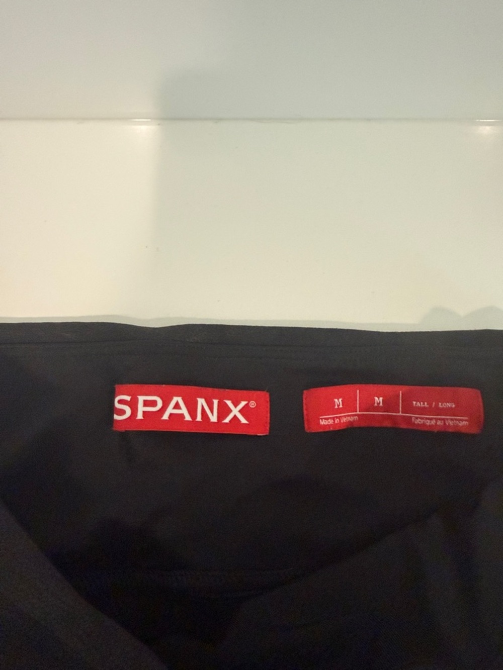 SPANX Black Leggings with Red Logo Tags M extra long